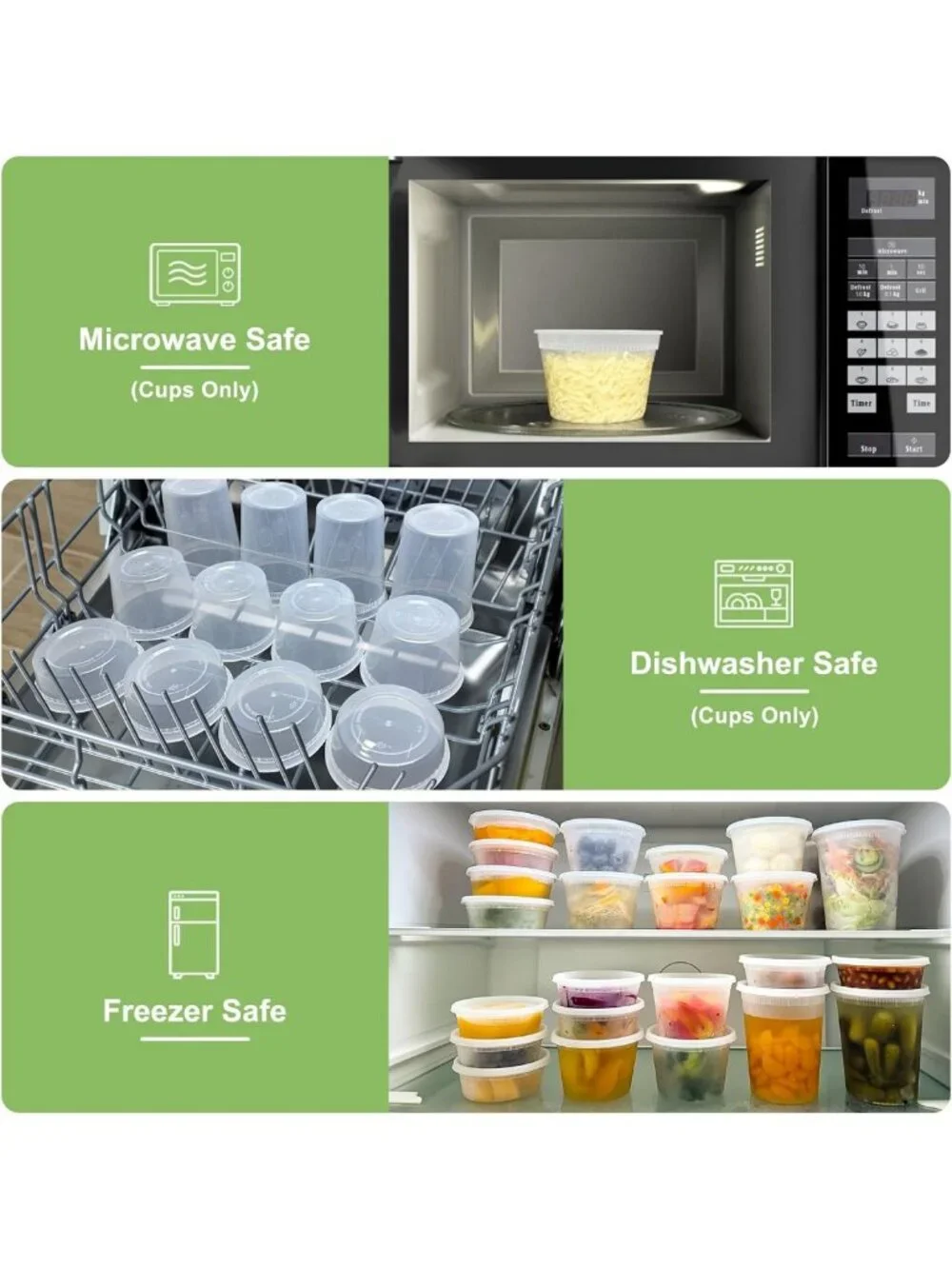120-Piece Deli Container Set with Lids - 60 Sets of 32/16/8 oz Food Storage